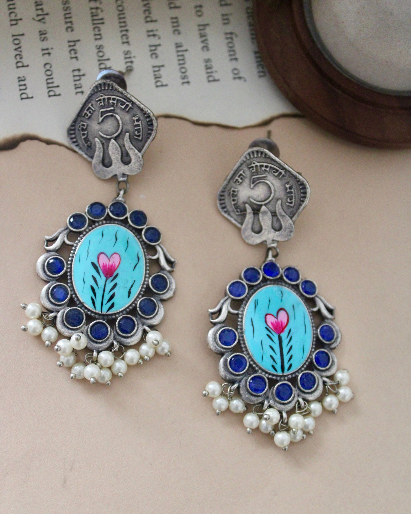 Aarini Hand Painted Brass Earrings