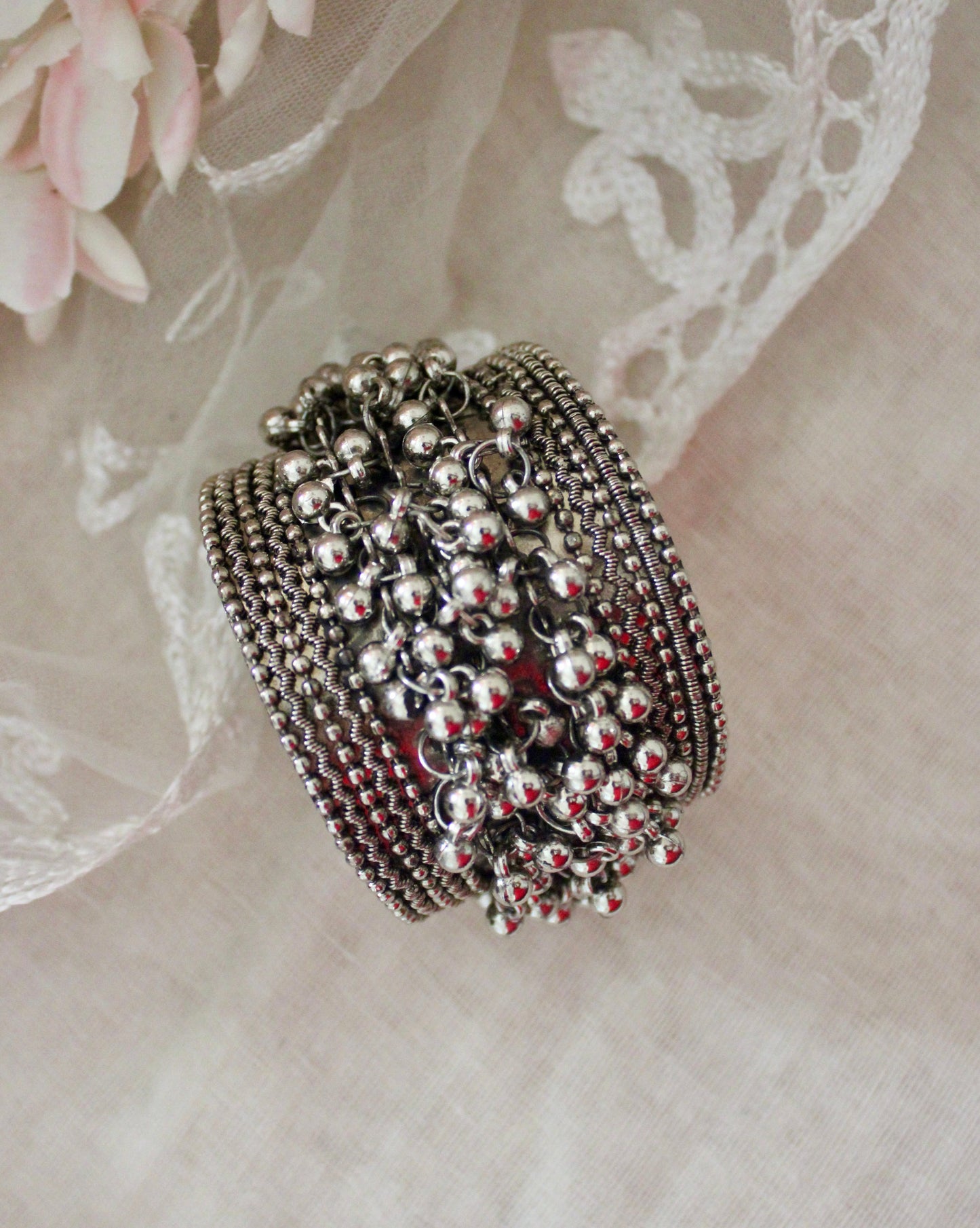 Fatima Silver Oxidised Kada