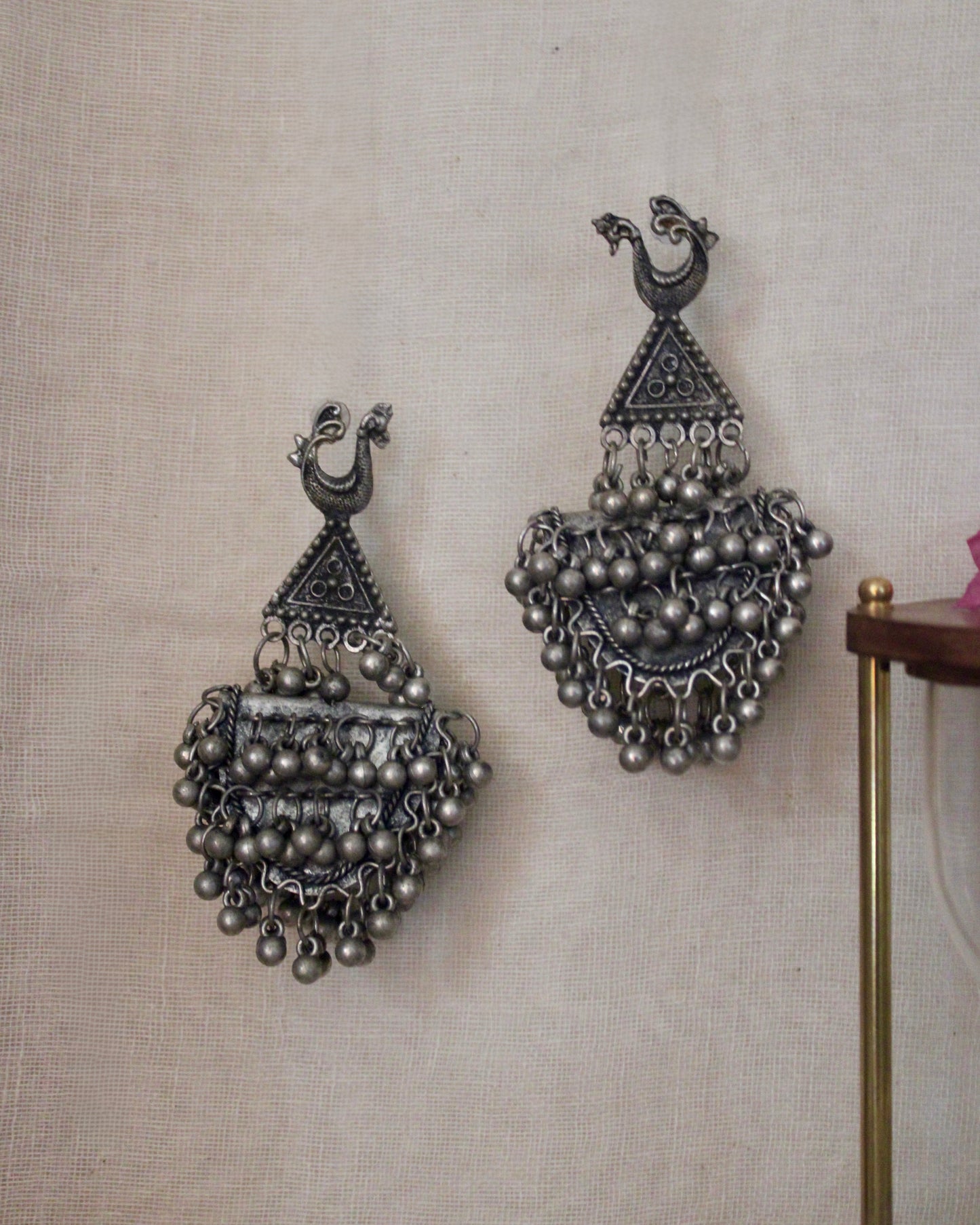 Peacock Oxidised Jhumka