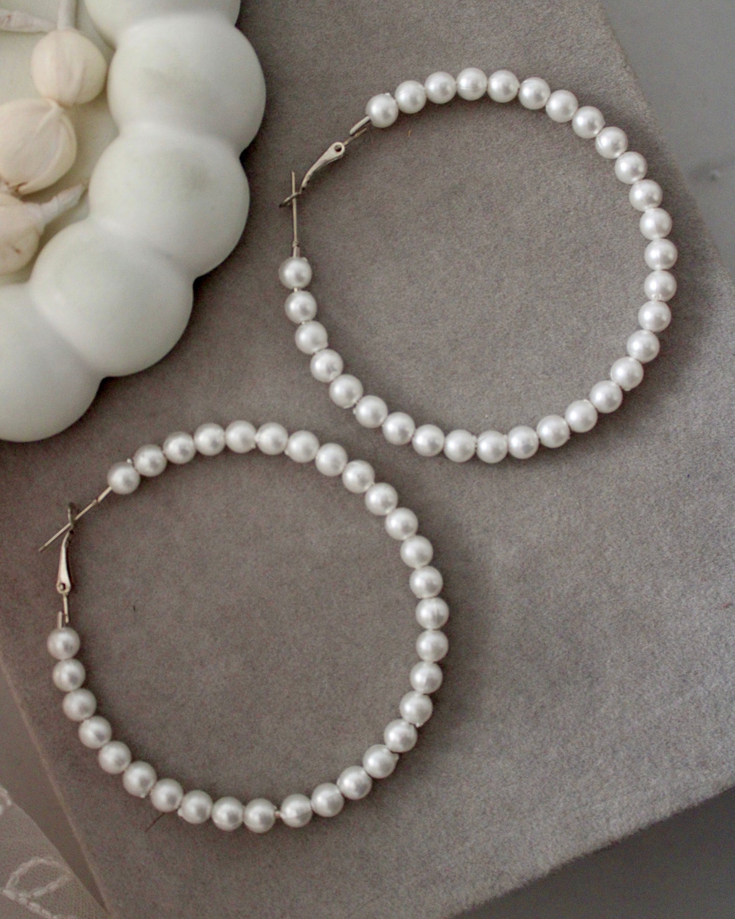 Small Pearl Hoops