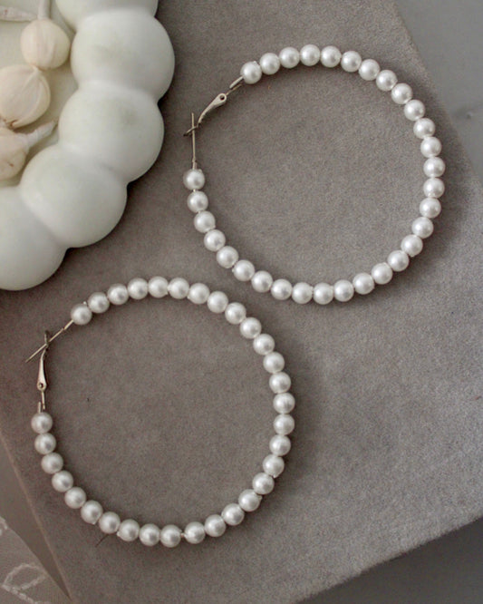Small Pearl Hoops