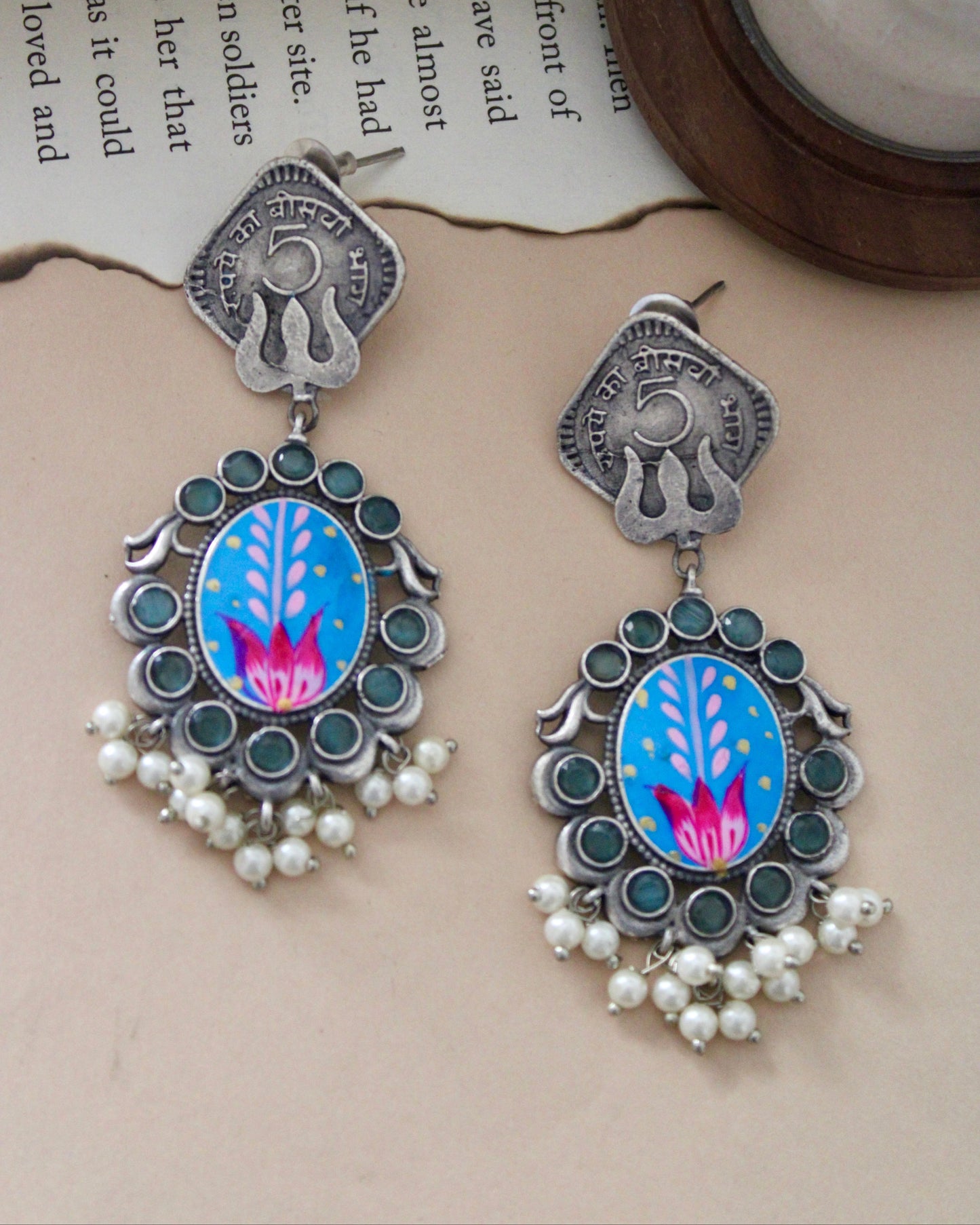 Aarini Hand Painted Brass Earrings