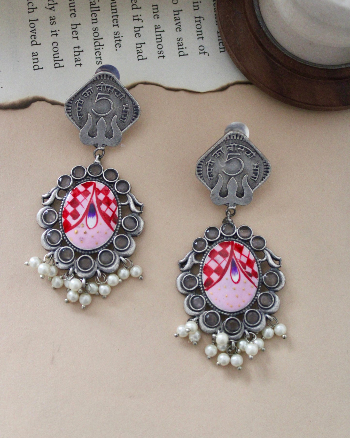 Aarini Hand Painted Brass Earrings