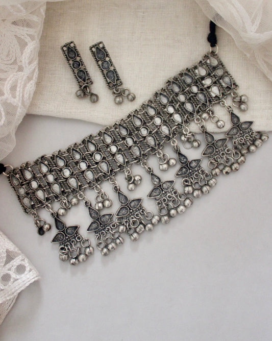 Alaina Oxidised Choker Set