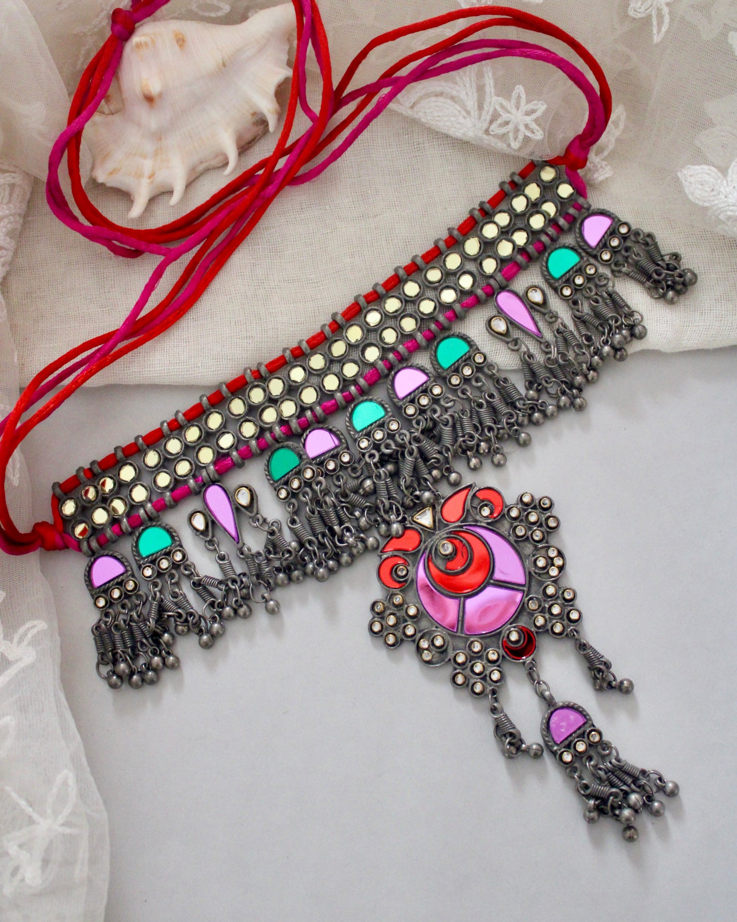 Trisha Mirror Afghani Choker