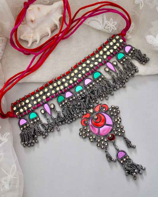 Trisha Mirror Afghani Choker