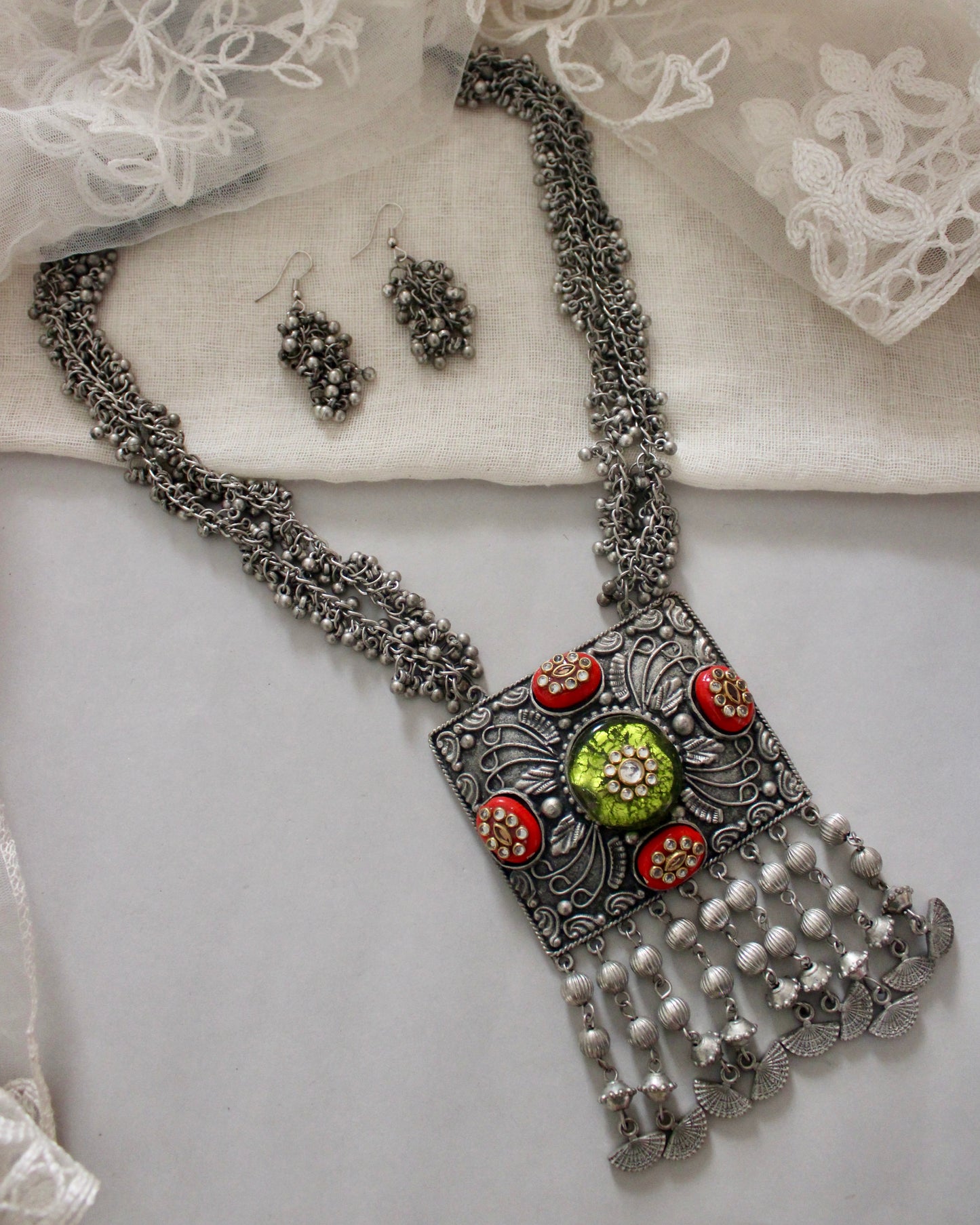 Antique Oxidised Long Necklace