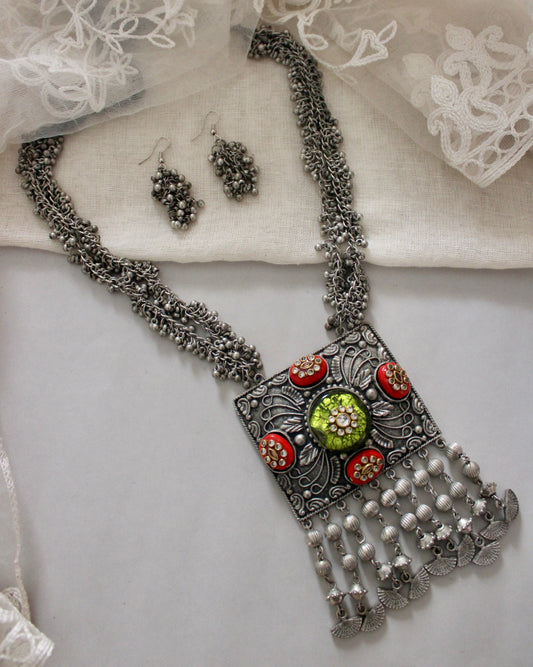Antique Oxidised Long Necklace