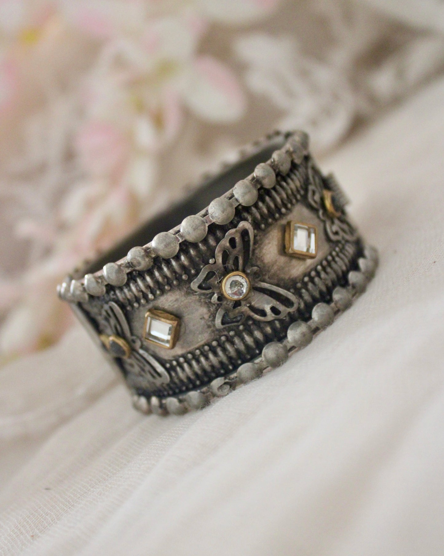 Butterfly Oxidised Dual Tone Kada