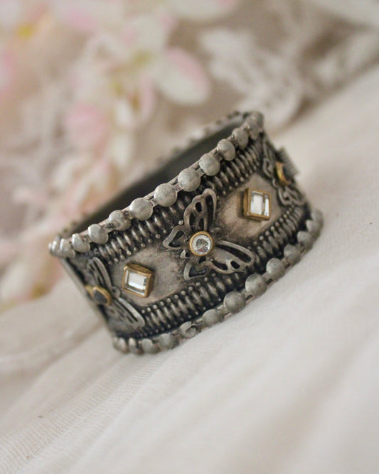 Butterfly Oxidised Dual Tone Kada