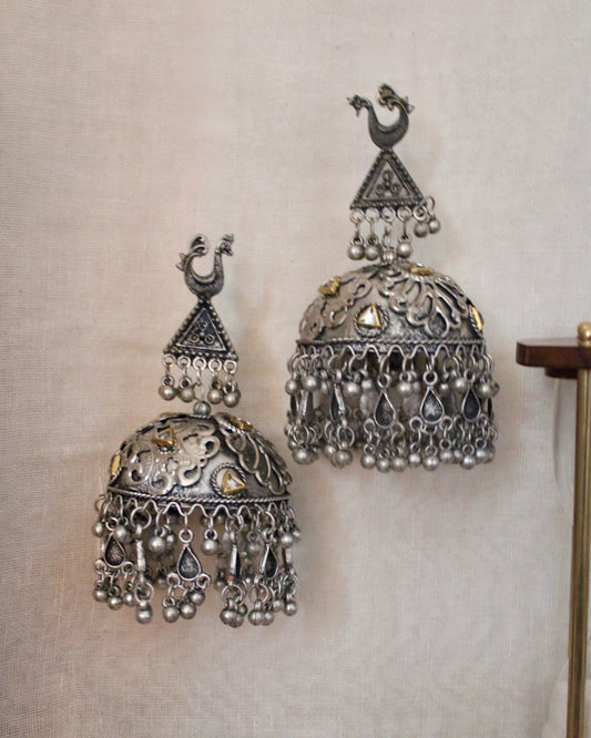 Peacock Dual Tone Jhumka
